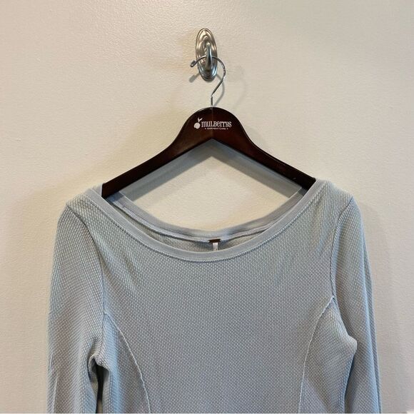 Free People Rosey Seaspray Waffle Embellished Cuff Thermal Top large - Picture 3 of 11